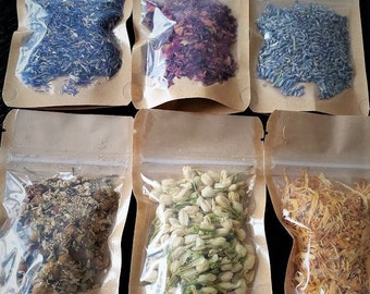 Dried Flower Sampler Set: Organic Chamomile, Lavender, Rose Petals - DIY Crafts