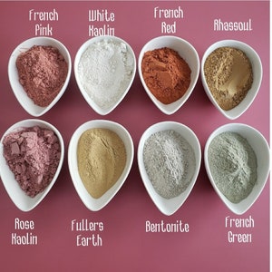 Natural Soap Colorants, Soap Coloring  , Clay For face mask , Rose Kaolin Clay , White Kaolin Clay, French Green Clay  1 oz Each