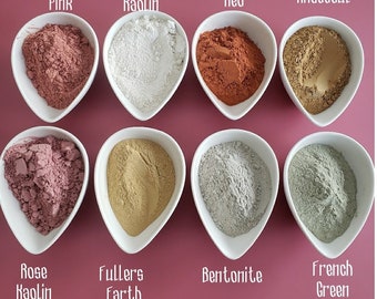 Natural Facial Clay Soap Colorants: Kaolin, French Green, Bentonite - 1 oz Each