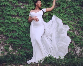 Beyonds Maternity Dresses Photography Strap Backless Floral Split Swing Gown Dress Photoshoot Baby Shower Wedding