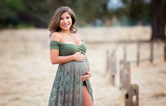 Lace Maternity Gown for Photo Shoot-lace Maternity Dress-short