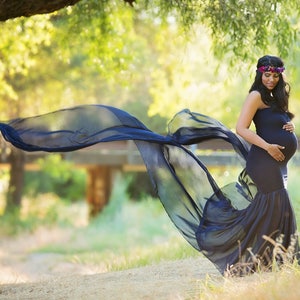 Maternity Gown for Photo Shoot-Long Maternity Dress-Fitted Maternity Dress for Baby Shower-Sheer Pregnancy Dress-Maxi Gown-PALOMA Dress image 2