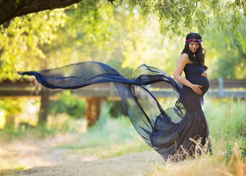 Maternity Gown for Photo Shoot-Long Maternity Dress-Fitted Maternity Dress for Baby Shower-Sheer Pregnancy Dress-Maxi Gown-PALOMA Dress image 2