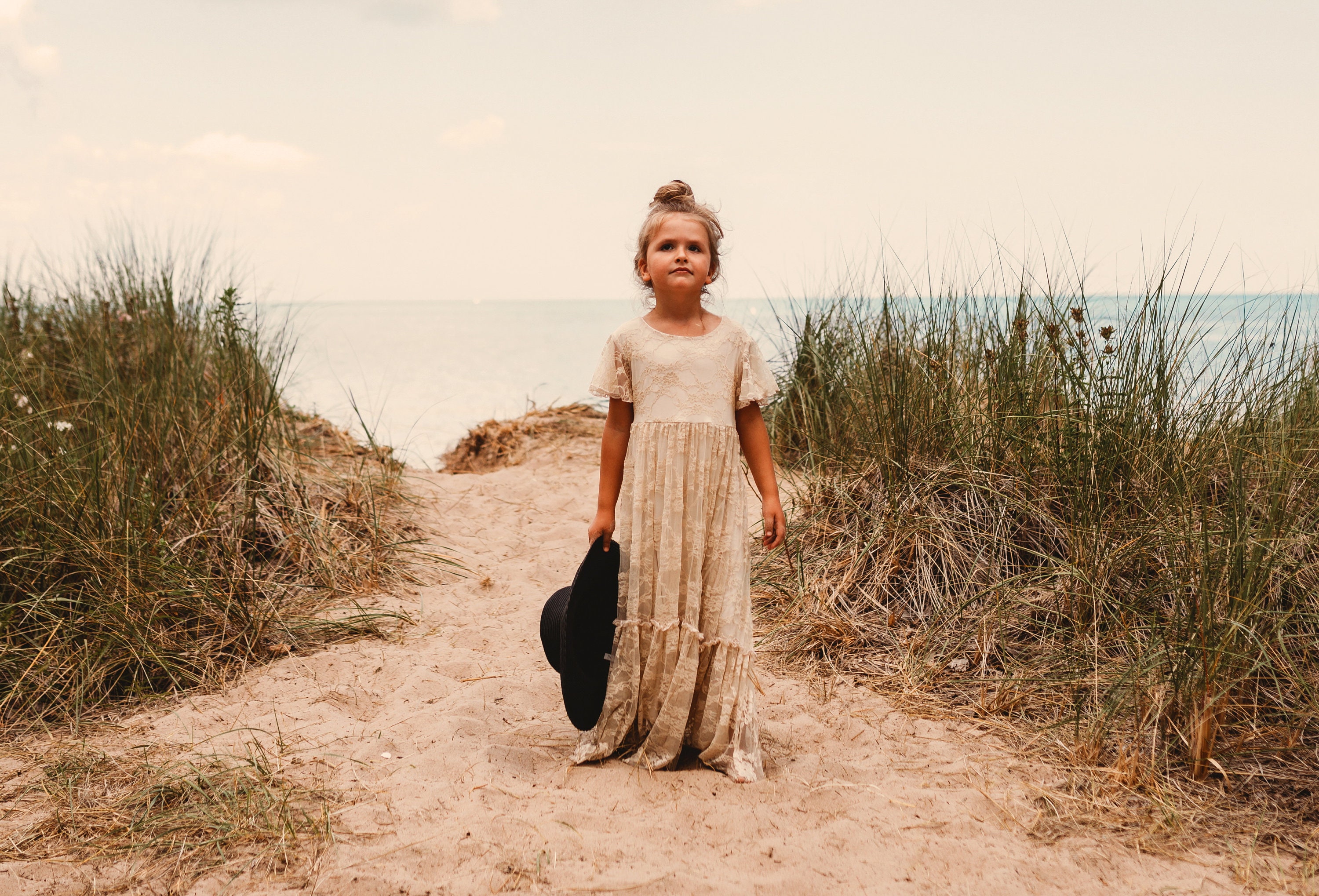 Flower Girl Dress Lace-Boho Lace Dress-Rustic Flower Girl Dress-Count…