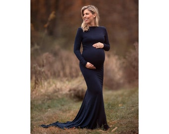 Baby Shower Dress-Maternity Gown for Photo Shoot- Maternity Wedding Dress-Plus Size Maternity Dress over 30 colors available-Natasha Dress