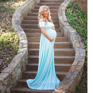 Bridesmaid Maternity Dress-Maternity Gown for Baby Shower, Photo Shoot or Wedding-Short Sleeve Maternity Dress-Flowy CLARISSA Dress