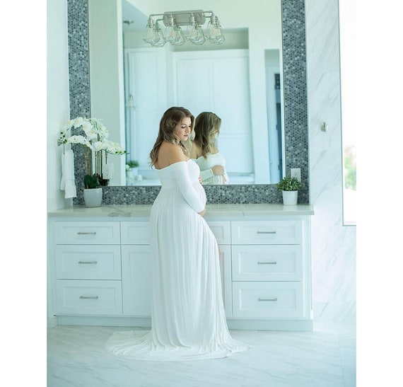 flowy white maternity dress