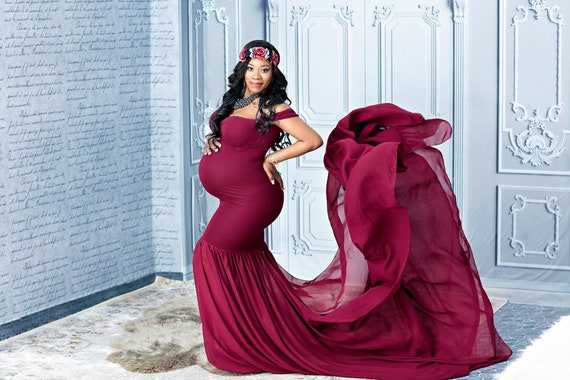 Buy Baby Shower Dress-maternity Gown for Photo Shoot-maternity Dress for Baby  Shower-long Maternity Dress-wine Maternity Gown-francesca Online in India -  Etsy