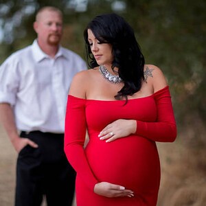 Maternity Dress for Baby Shower Long Sleeve Maternity Dress for Photo Shoot Long Maternity Gown Mermaid Style Maternity Dress-ELLA image 6