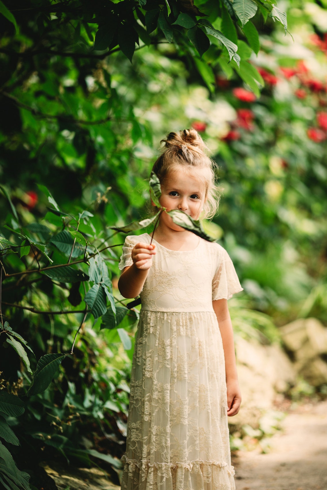 Flower Girl Dress Laceboho Lace Dressrustic Flower Girl Etsy