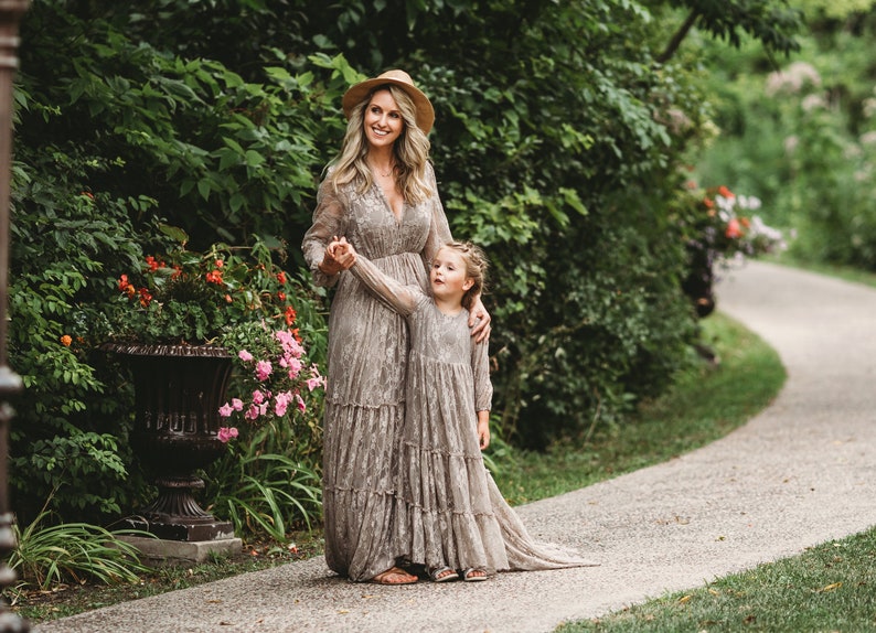 Mommy and Me dress-Lace Maternity Dress-Long Sleeve Photo Shoot Lace Dress-Bohemian Wedding Dress-Plus Size Lace Maternity Gown-BRIANA zdjęcie 1