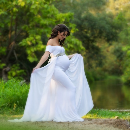 white dress for gender reveal Ideas Elegant, Comfortable, & Baby bump approved! Comment SHOP direct outfit details , https://liketk.it/566cG, #genderreveal #dresshaul #outfitinspiration gender reveal formal occassion White Gender Reveal Dress -