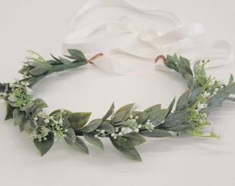 Flower crown for Flower Girl, Bridal, Bridesmaid-Flower Girl headband-Flower Girl flower crown-greenery crown-Olivia Flower Crown