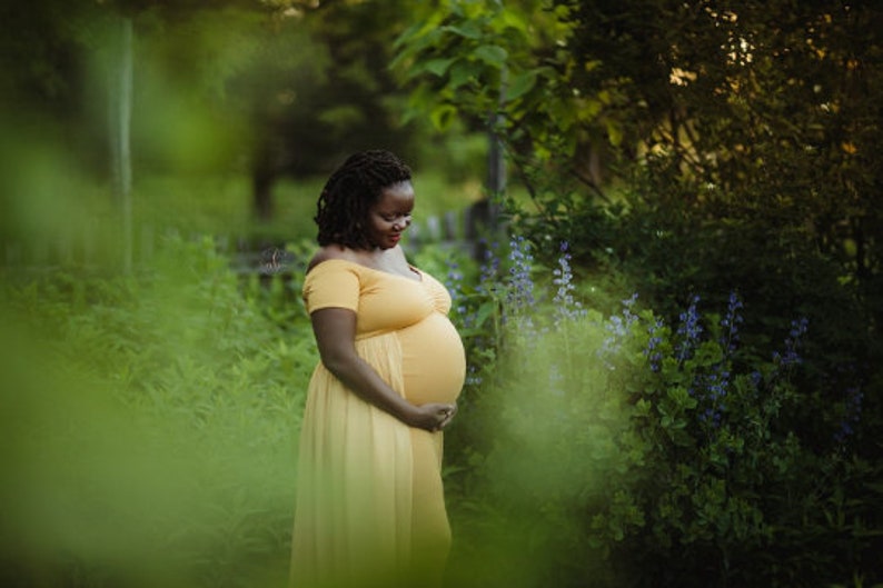 Baby Shower Dress-White Maternity Dress for Photo Shoot-Photo Shoot Maternity Dress-Long Maternity Dress for Wedding-White Maxi Gown-GRETA old gold