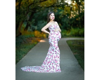 Maternity Dress for Baby Shower-Photo Shoot Maternity Dress-Long Sleeves Maternity Gown for Wedding-Long Maternity Gown-GISELLA Dress