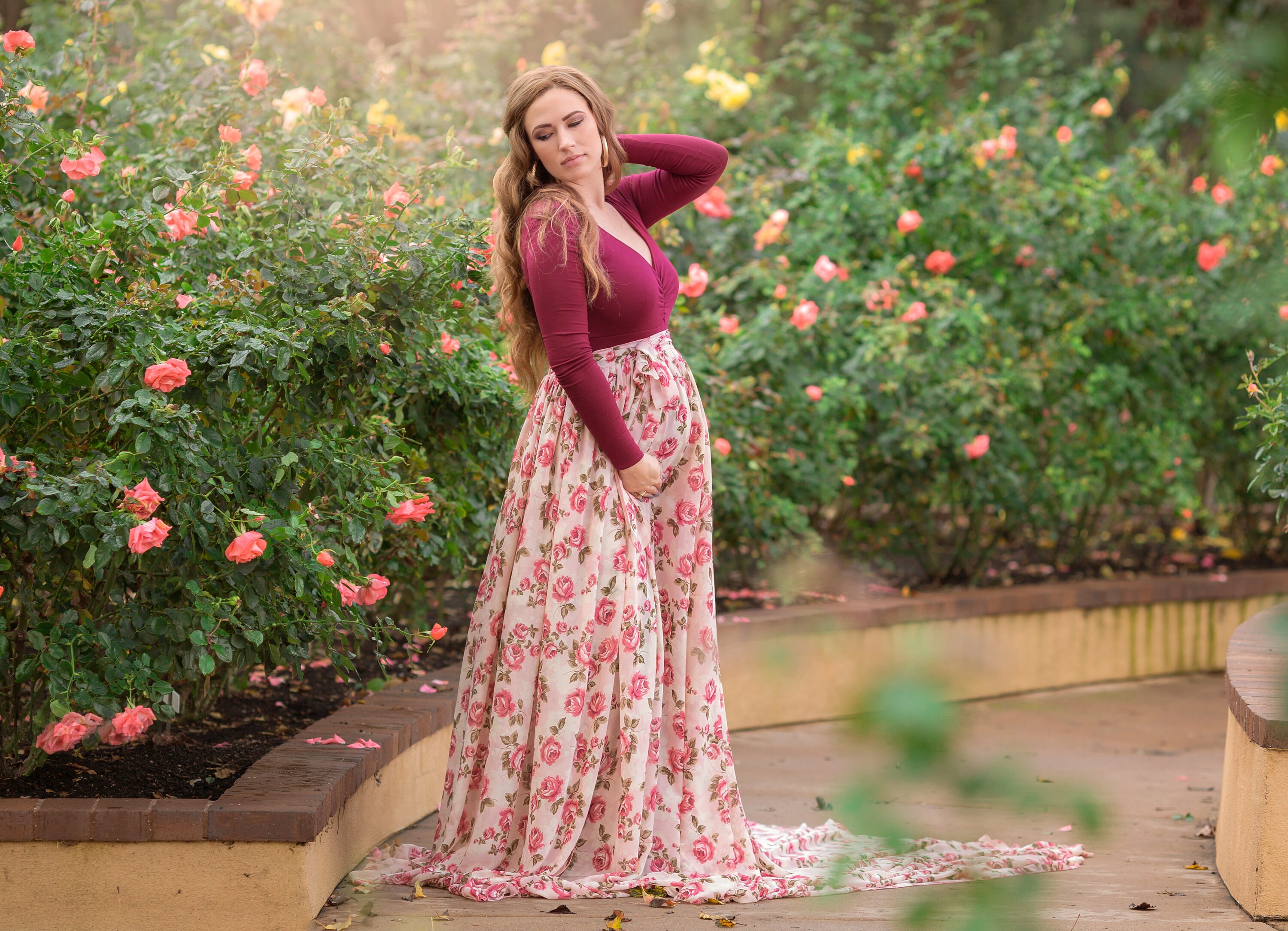 Chiffon maxi skirt maternity 2025