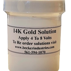 4oz 14K Gold Solution, Electroplating gold solution, gold plating, INDUSTRIAL GRADE