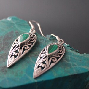 Art Nouveau Silver Malachite Earring
