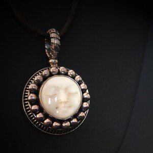 Solid Sterling Silver Moon Face Pendant - Cubic Zirconia Celestial Charm