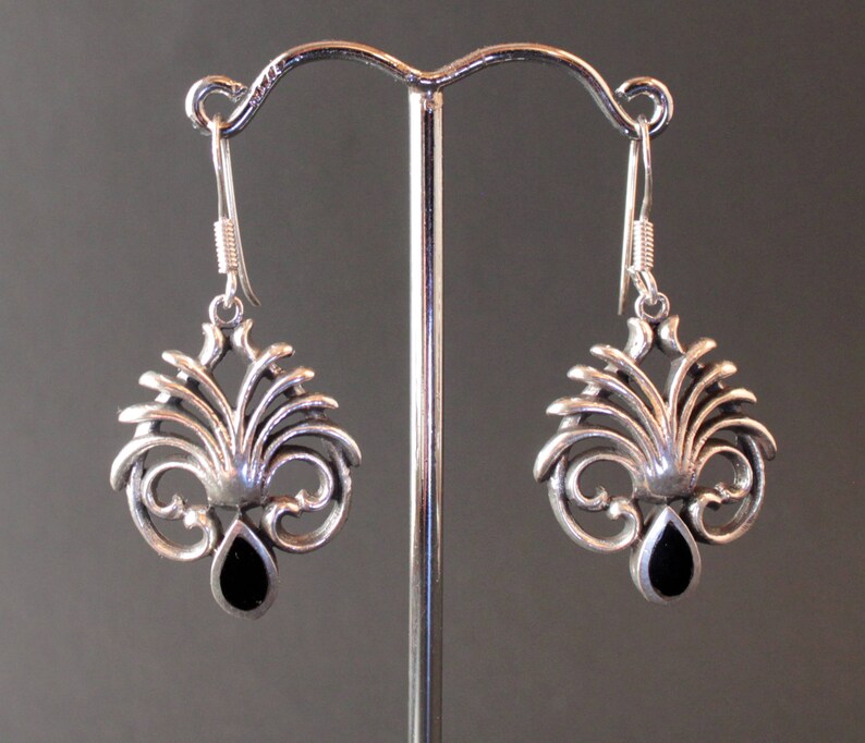 Sterling Silver and Mother of Pearl Art Nouveau Earrings