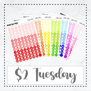 2 Dollar Tuesday: Assorted Colors Date Dots-Sticker Sheet//Daily Planner//Happy Planner//Erin Condren