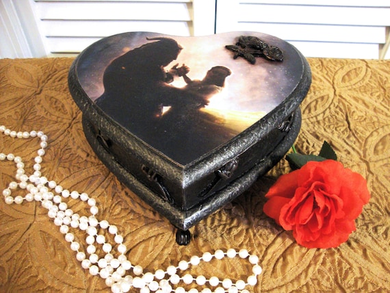 Jewelry box Keepsake box Beauty and The  Beast je… - image 1