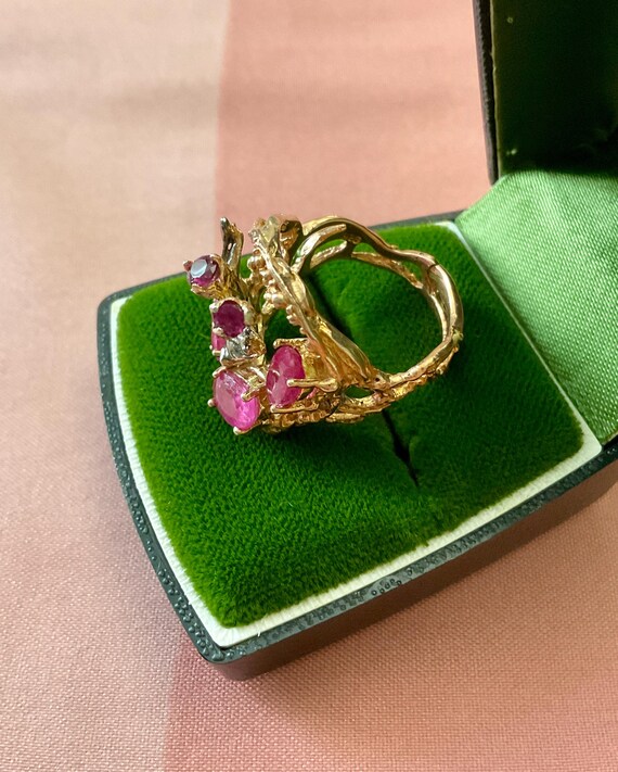 Exceptional RUBY GARNET 14K Rose GOLD/ Sterling R… - image 7