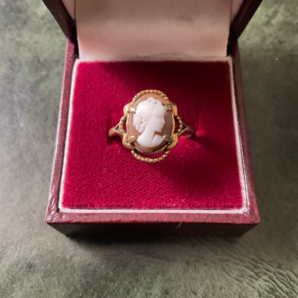 19th FRANCE Antik GENUINE CAMEO  Gold Plated Ring- Original Design- Authentique Cameo- Nice Antik   Jewel from France