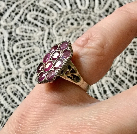c1700 ANTIQUE Genuine RUBY SILVER Ring- Beautiful… - image 2