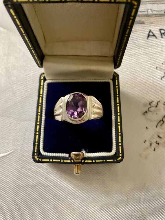 AMETHYST Sterling Vintage Ring - Art Seco Origina… - image 3