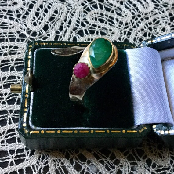 SNAKE Genuine EMERALD RUBY Sterling Ring- Natural… - image 5