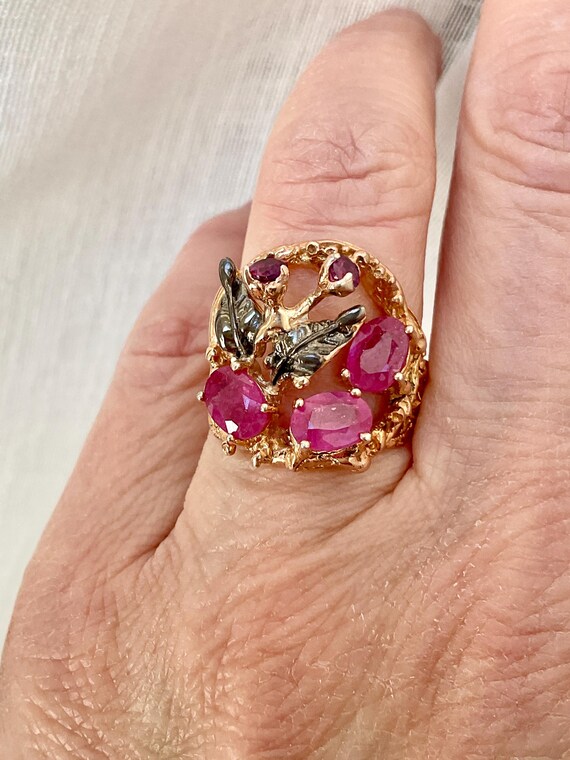 Exceptional RUBY GARNET 14K Rose GOLD/ Sterling R… - image 5