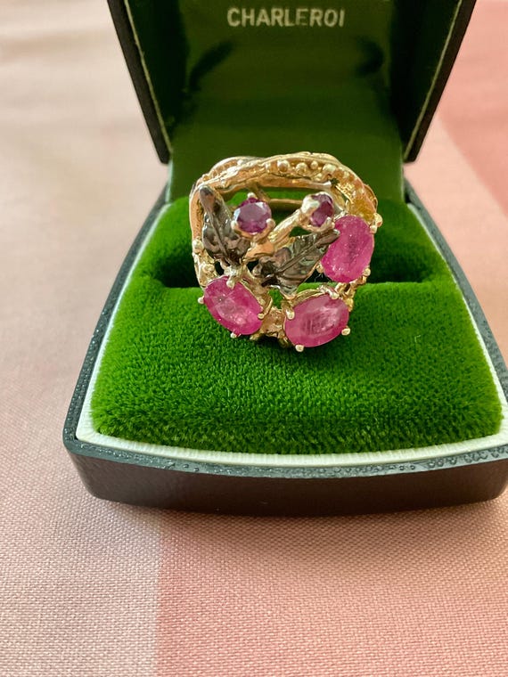 Exceptional RUBY GARNET 14K Rose GOLD/ Sterling R… - image 3