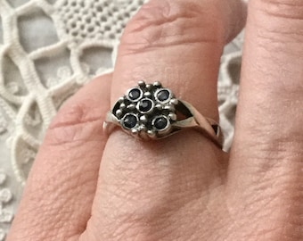 GENUINE Blue SAPPHIRE STERLING Ring- sublime Blue sapphire- Art Deco - Sterling silver- Splendid vintage Ring from France