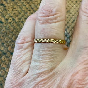 FRANCE Art Deco Authentique Vintage Design Gold Plated Ring - Original Carved Design- Hallmarks-  ring from France