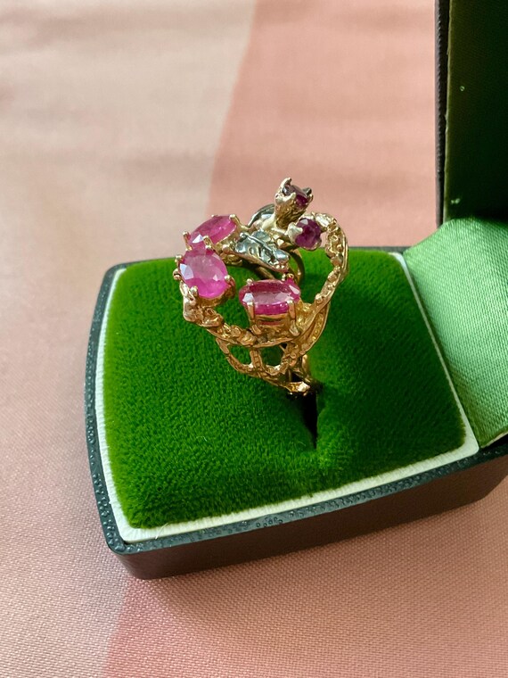 Exceptional RUBY GARNET 14K Rose GOLD/ Sterling R… - image 6