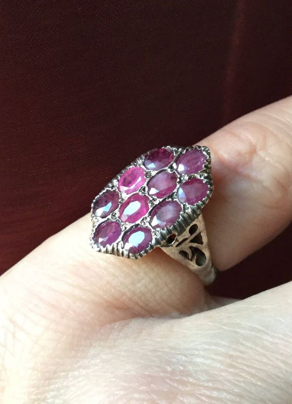 c1700 ANTIQUE Genuine RUBY SILVER Ring- Beautiful… - image 5