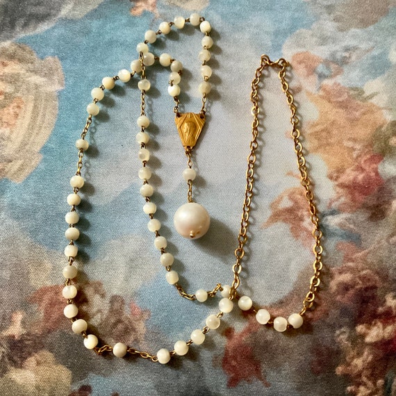 c1930 NECKLACE Gorgeous Pearl- Mother of Perl- Go… - image 1