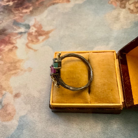 RUBY EMERALD GOLD & Sterling Ring- Uniqie Designe… - image 7