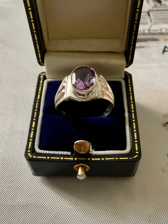 AMETHYST Sterling Vintage Ring - Art Seco Origina… - image 10