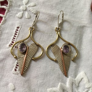 AMETHYST Sterling Vintage Earring - Modernist Original Designer Jewelry - Genuine Amethyst - Sterling silver- Design from France image 4