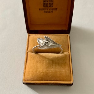 GEORGIAN 19th Old CUT DIAMOND Geschnitzter Silber Antik Ring - Authentischer natürlicher alter Diamantring aus Frankreich