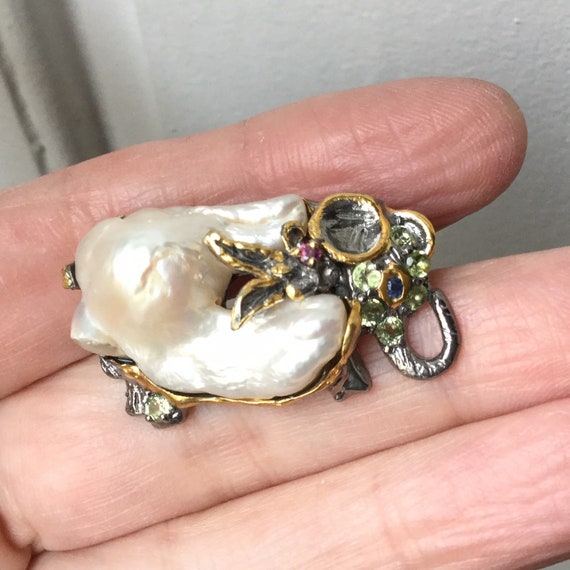 Exceptional ELEPHANT Great Baroque PEARL Vintage … - image 5