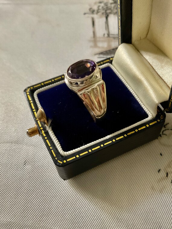 AMETHYST Sterling Vintage Ring - Art Seco Origina… - image 2