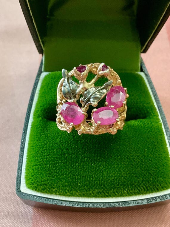 Exceptional RUBY GARNET 14K Rose GOLD/ Sterling R… - image 1