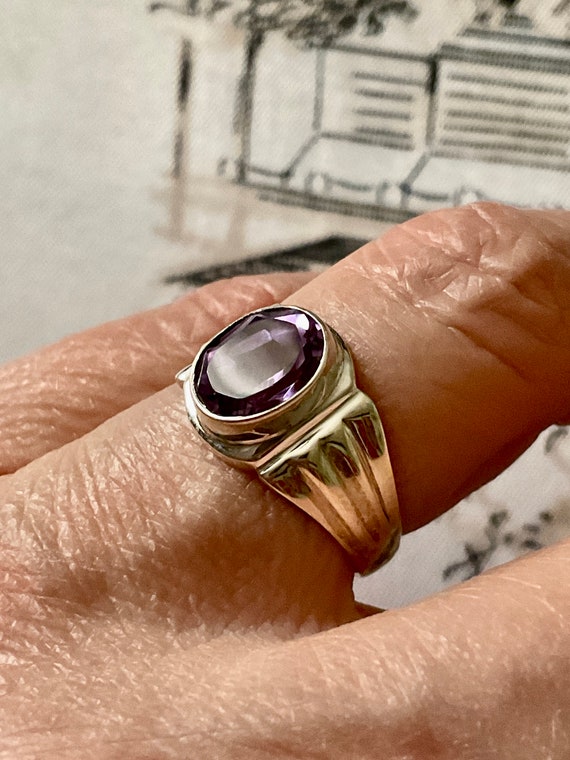 AMETHYST Sterling Vintage Ring - Art Seco Origina… - image 7