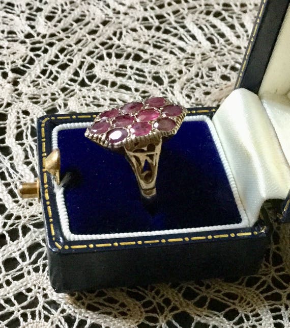 c1700 ANTIQUE Genuine RUBY SILVER Ring- Beautiful… - image 4