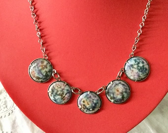 Pendentif Bakélite Inclusion Vintage Années 1960 - Bijou D'artiste Moderniste - Collier Chaîne Argenté