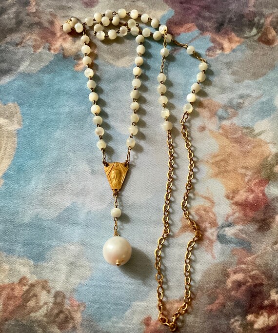 c1930 NECKLACE Gorgeous Pearl- Mother of Perl- Go… - image 8