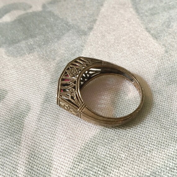 Victorian TRILOGY GENUINE RUBY Carved Sterling Ri… - image 4